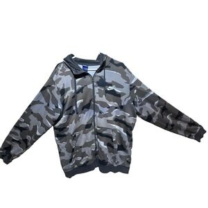 Nike Mens Camo Full Zip Hoodie Gray Black White Camouflage AQ0596-065 Size M